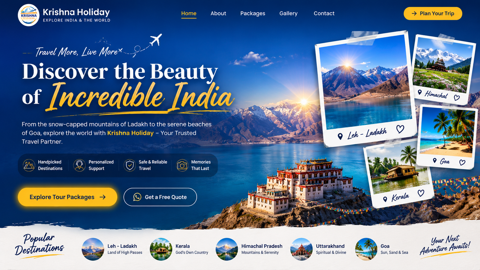 Krishna Holiday travel and tourism website designed and developed by Clauneck Technologies